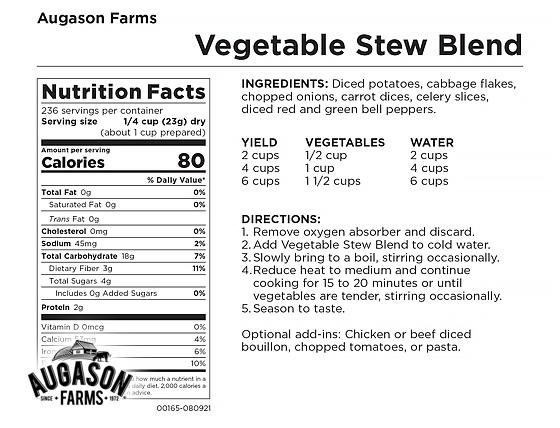 Augason Farms: Vegetable Stew Blend Pail